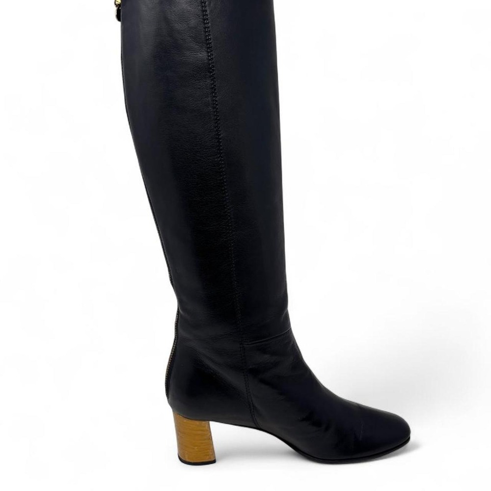 Kate Spade black leather knee high boots 8.5